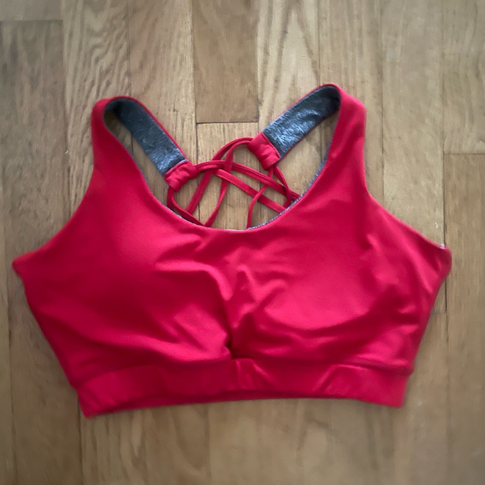 Red sports bra